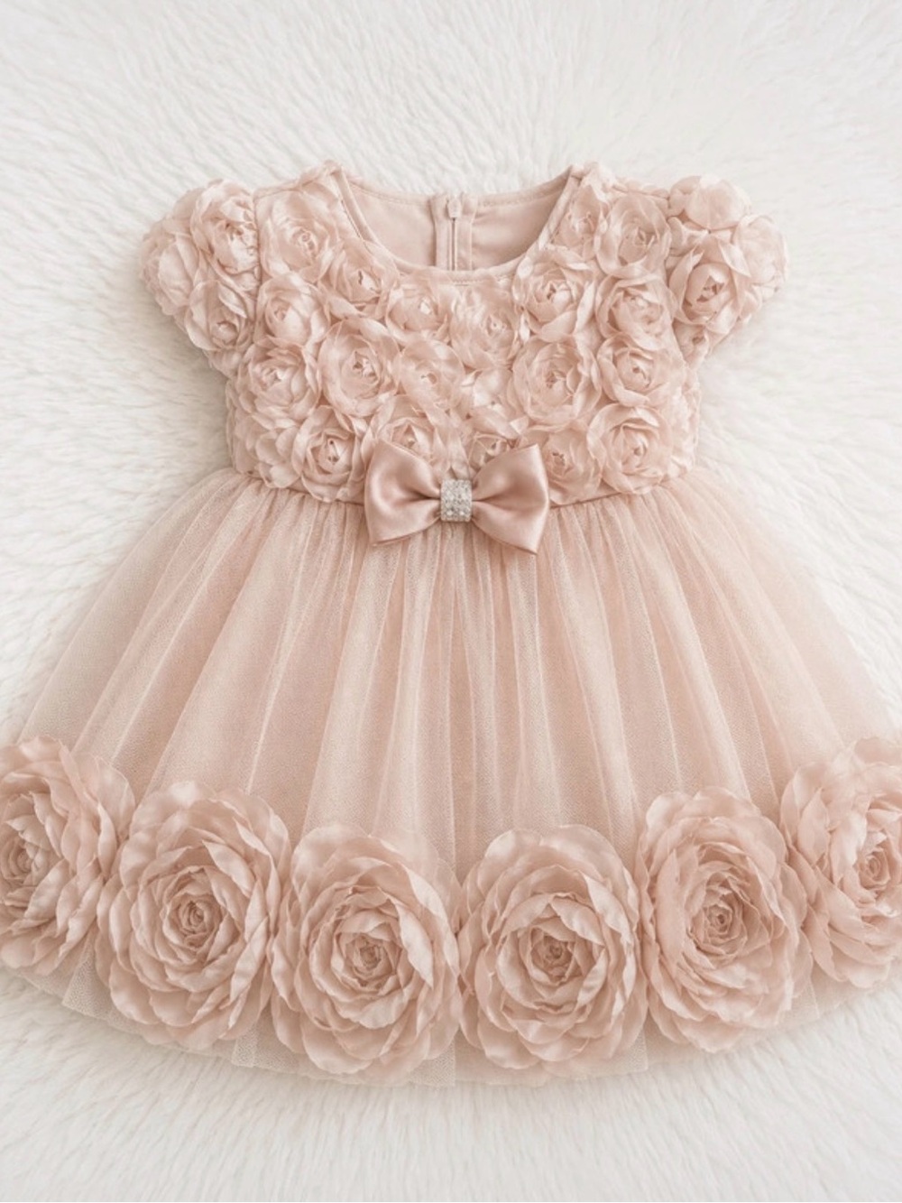 Soft Blush Floral Tulle Dress for Girls